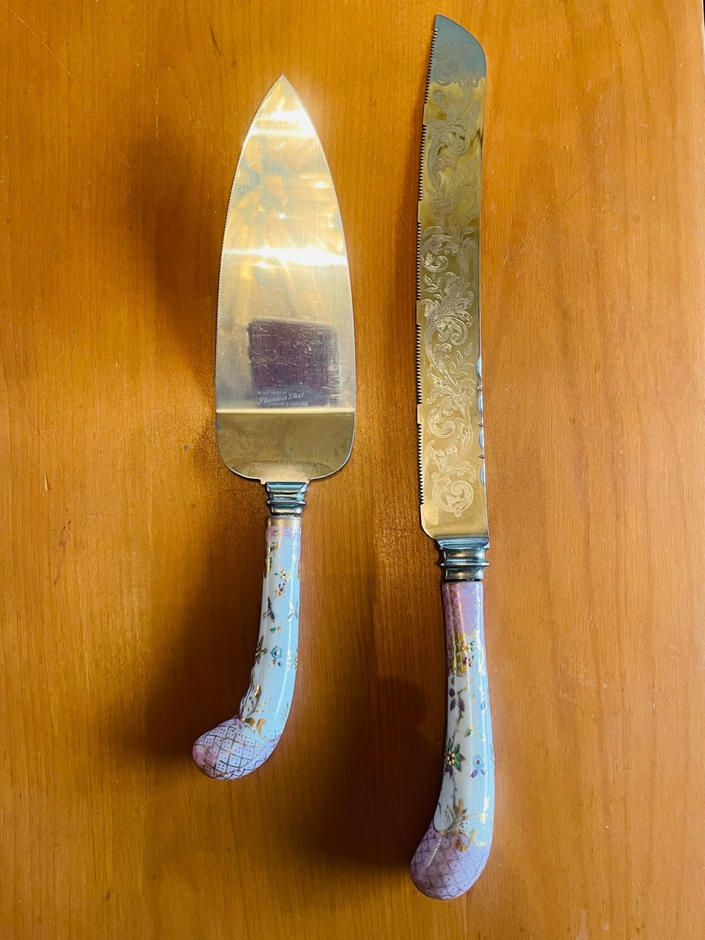 Vintage Sheffield England Ceramic Handled Cake Servers